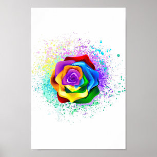 Colourful Rainbow Rose Poster