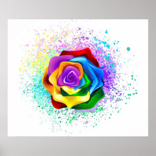 Colourful Rainbow Rose Poster