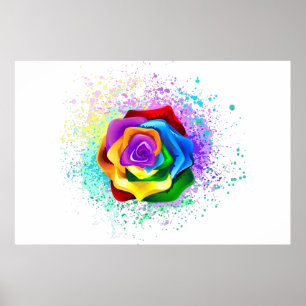 Colourful Rainbow Rose Poster