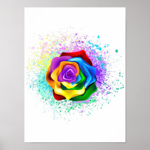Colourful Rainbow Rose Poster