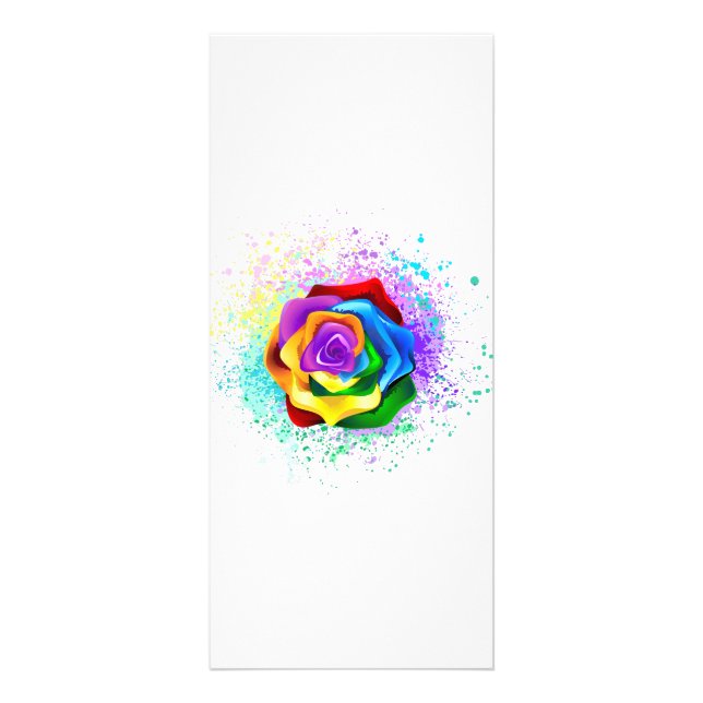 Colourful Rainbow Rose Rack Card (Front)