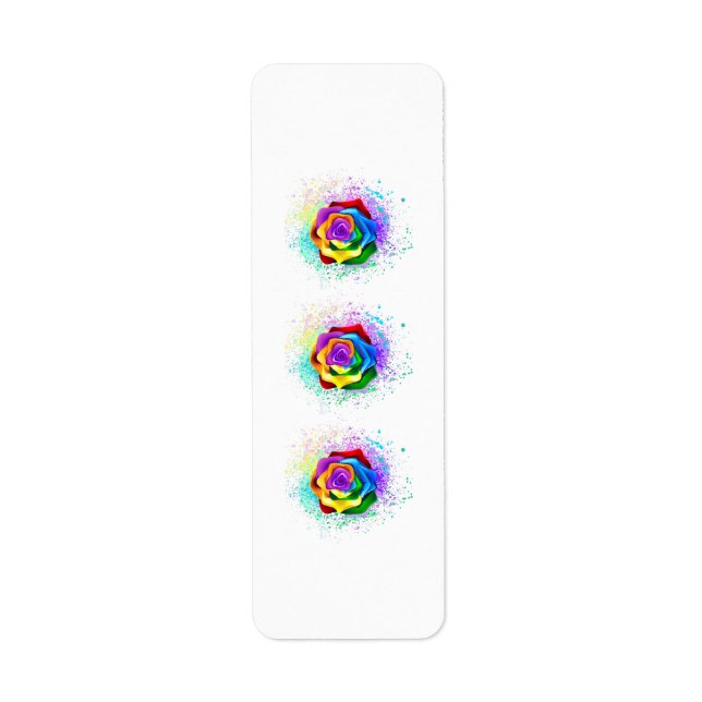 Colourful Rainbow Rose Return Address Label (Front)