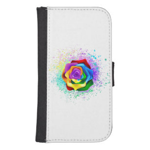 Colourful Rainbow Rose Samsung S4 Wallet Case