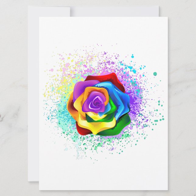 Colourful Rainbow Rose Save The Date (Front)