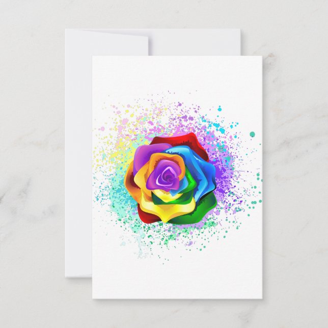 Colourful Rainbow Rose Save The Date (Front)