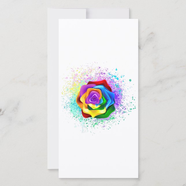 Colourful Rainbow Rose Save The Date (Front)