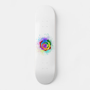 Colourful Rainbow Rose Skateboard