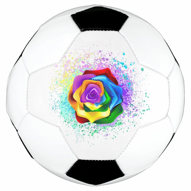 Colourful Rainbow Rose Soccer Ball (Front)