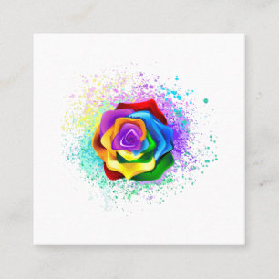 Colourful Rainbow Rose Square Business Card