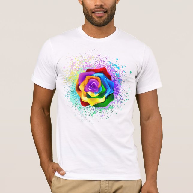 Colourful Rainbow Rose T-Shirt (Front)