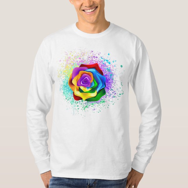 Colourful Rainbow Rose T-Shirt (Front)