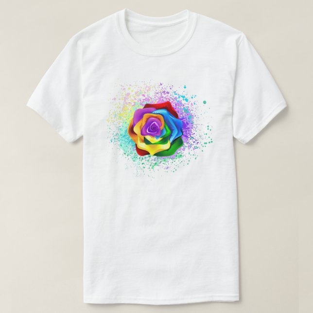 Colourful Rainbow Rose T-Shirt (Design Front)