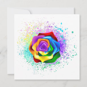 Colourful Rainbow Rose Thank You Card