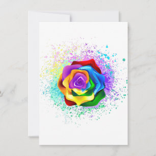 Colourful Rainbow Rose Thank You Card