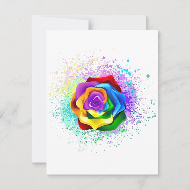 Colourful Rainbow Rose Thank You Card (Front)