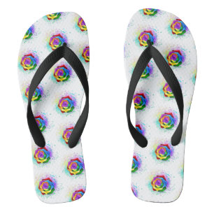 Colourful Rainbow Rose Thongs