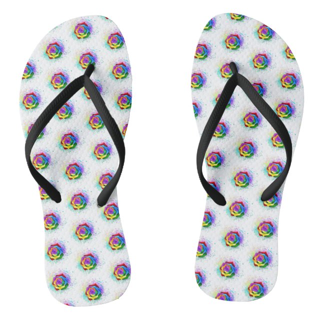 Colourful Rainbow Rose Thongs (Footbed)