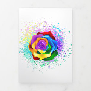 Colourful Rainbow Rose Tri-Fold Invitation