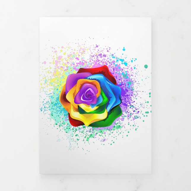 Colourful Rainbow Rose Tri-Fold Invitation (Cover)