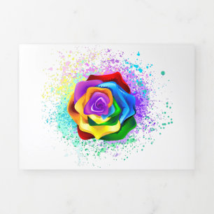 Colourful Rainbow Rose Tri-Fold Programme