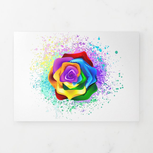 Colourful Rainbow Rose Tri-Fold Programme (Cover)