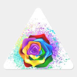 Colourful Rainbow Rose Triangle Sticker