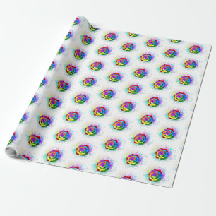 Colourful Rainbow Rose Wrapping Paper