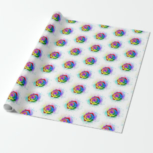 Colourful Rainbow Rose Wrapping Paper