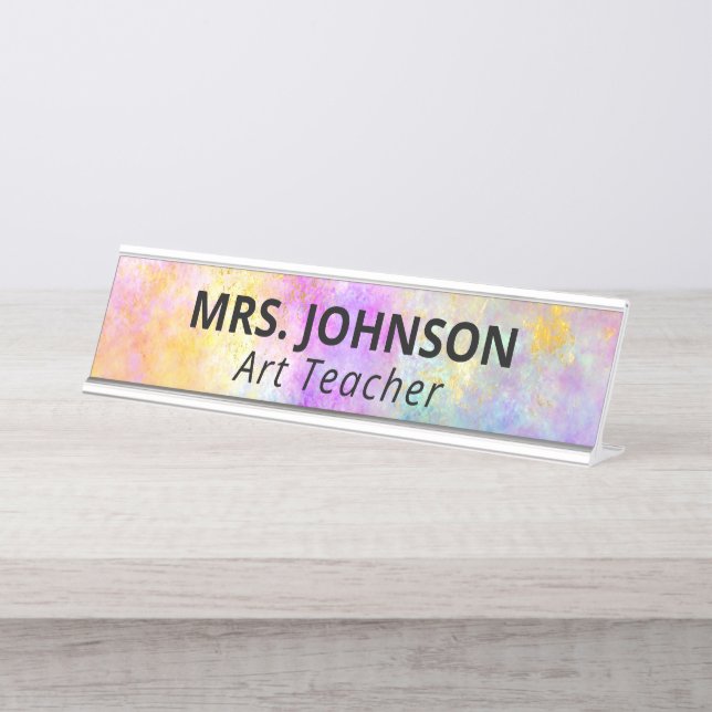 Colourful Rainbow School Teacher Desk Name Plate (Front)