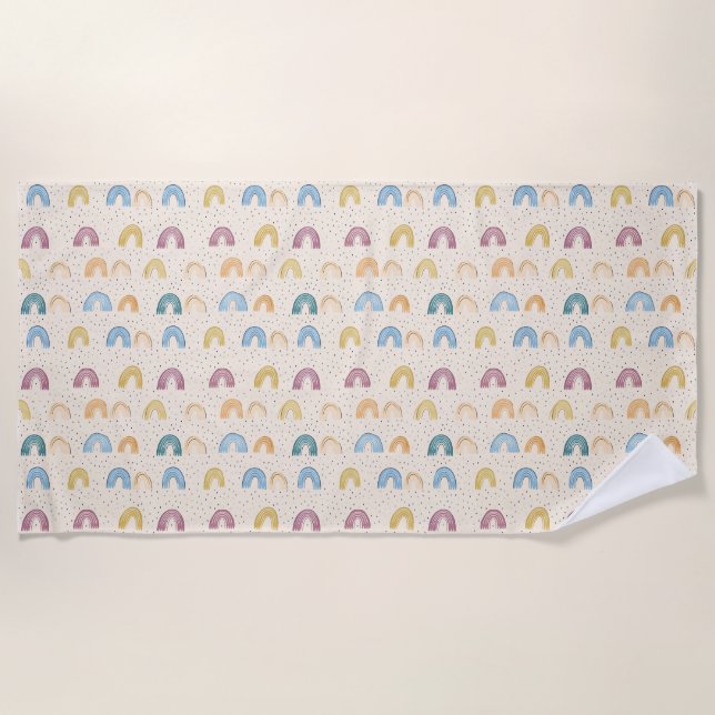 Colourful Rainbow Seamless Pattern Beach Towel (Front)