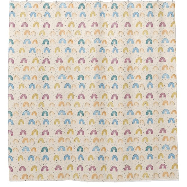 Colourful Rainbow Seamless Pattern Shower Curtain (Front)