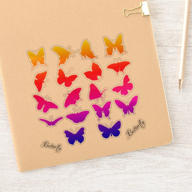 Colourful Rainbow Silhouette BUTTERFLY sheet/20 (Notebook)