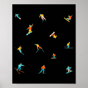 Colourful rainbow skiing crewneck, xmas apres ski poster