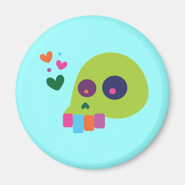 Colourful Rainbow Skull Magnet (Front)