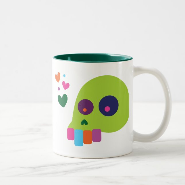 Colourful Rainbow Skull Two-Tone Coffee Mug (Right)