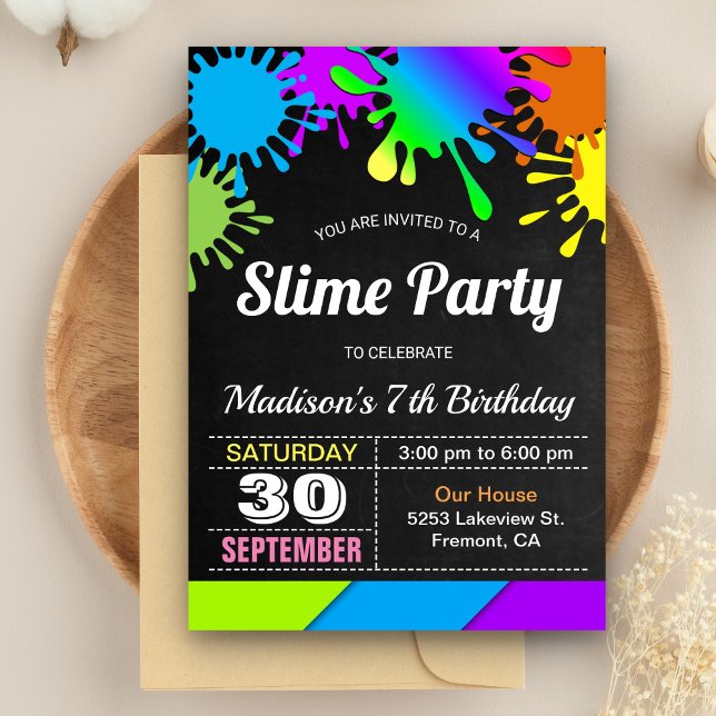 Colourful Rainbow Slime Birthday Party Invitation (Creator Uploaded)