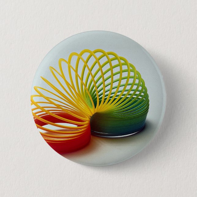 Colourful Rainbow slinky toy for kids 6 Cm Round Badge (Front)
