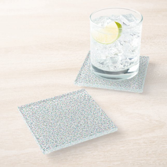 Colourful Rainbow Speckled Dots Glass Coaster (Angled)