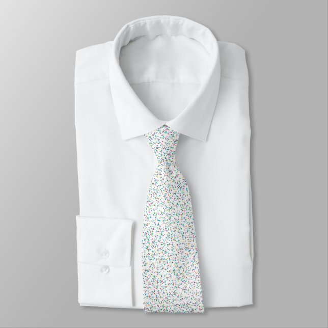 Colourful Rainbow Speckled Dots Tie (Tied)