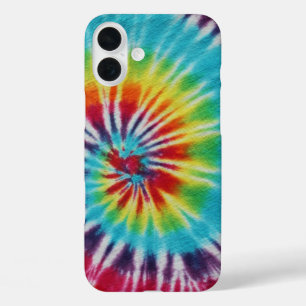 Colourful Rainbow Spiral Tie Dye iPhone 16 Plus Case