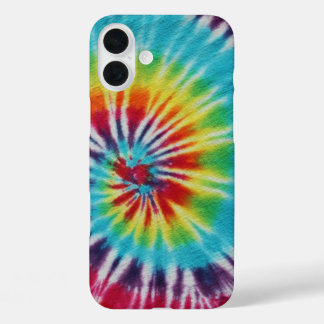 Colourful Rainbow Spiral Tie Dye iPhone 16 Plus Case