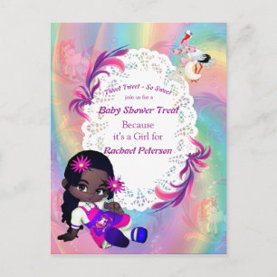 Colourful Rainbow Spirals Baby Shower Baby Shower Postcard