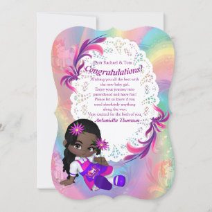 Colourful Rainbow Spirals Baby Shower Congrats car Invitation