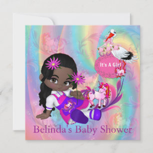 Colourful Rainbow Spirals Baby Shower Invitation