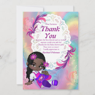 Colourful Rainbow Spirals Baby Shower Thank You Card