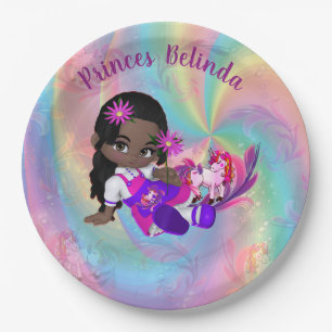 Colourful Rainbow Spirals Cutie Pie's Baby Shower Paper Plate