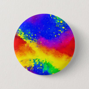 Colourful Rainbow Splattered Paint Pattern  6 Cm Round Badge