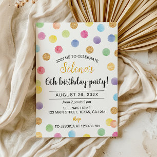 Colourful Rainbow Spot Birthday Invitation 