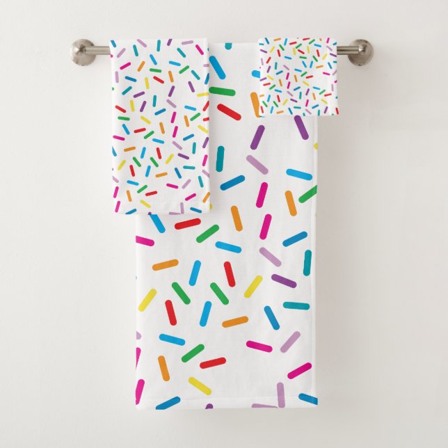Colourful Rainbow Sprinkles Pattern Bath Towel Set (Insitu)