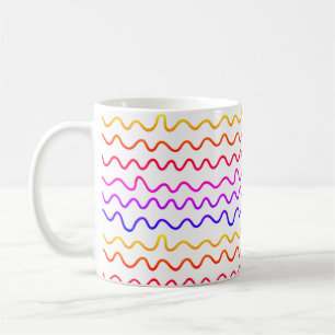 Colourful Rainbow Squiggly Lines Minimal Modern Coffee Mug
